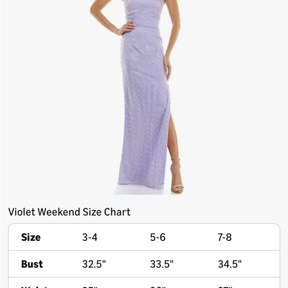 Violet size5/6 Strappy One Shoulder Pearl Rhinestone Embellished Gown Lilac NWT - Picture 3 of 12